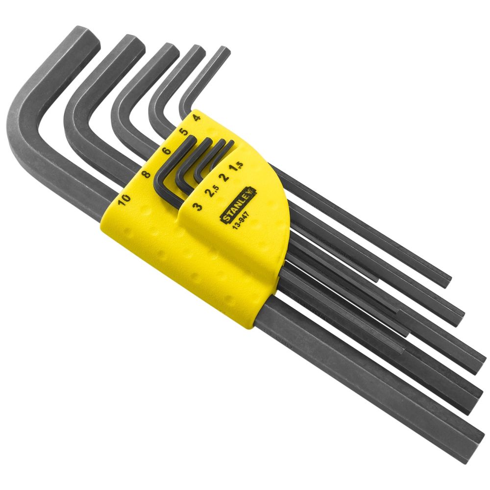 Набор из 9 удлиненных торцевых шестигранных Г-образных ключей STANLEY 1-13-947, 1,5→10мм