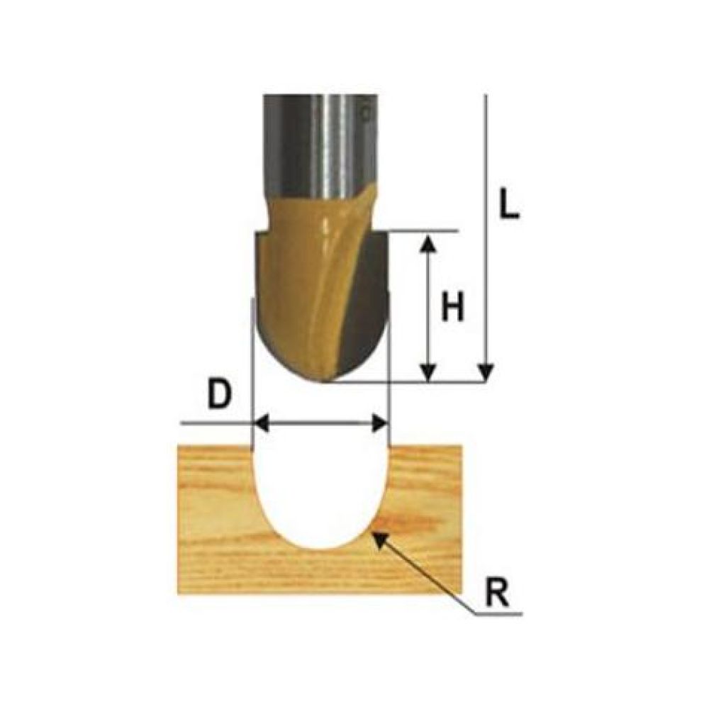 Фреза пазовая галтельная Makita 8R 16х12х12х38х2Т, D-10833