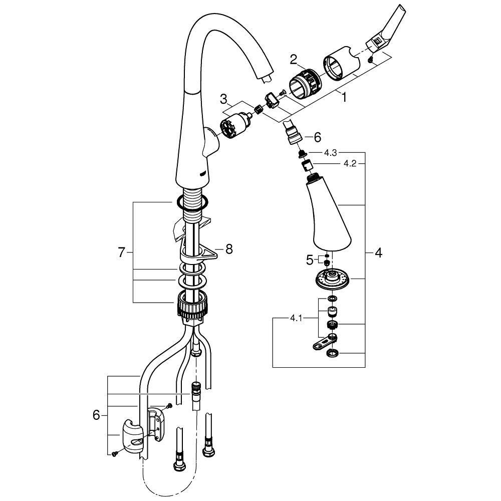 Смеситель для кухни GROHE Zedra с вытяжным душем 3jet, суперсталь (32294DC2)