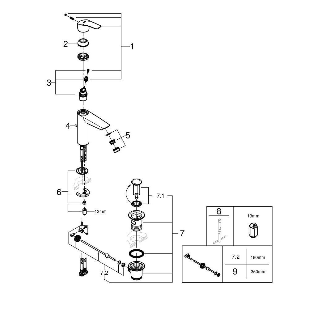 Смеситель для раковины GROHE Eurosmart, M-size, хром (23322003/U), уценненый товар