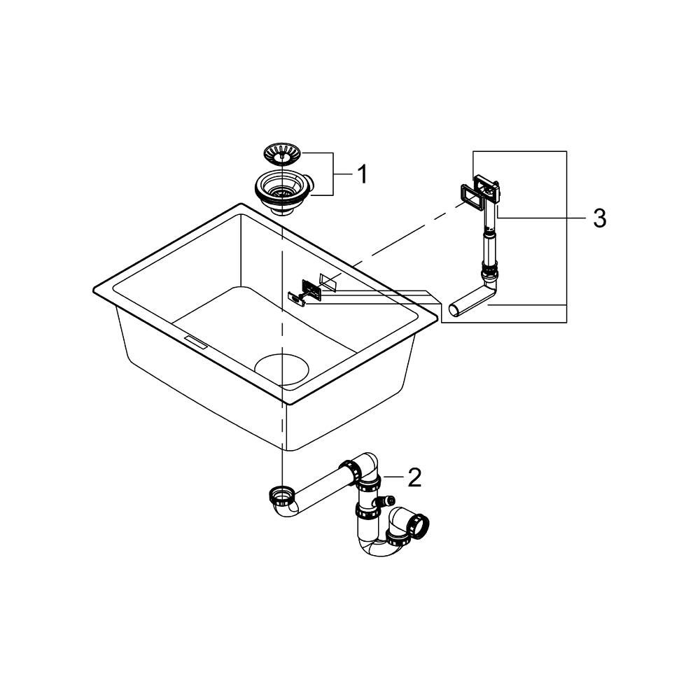 Мойка GROHE K700U с одной чашей, 610 x 460 мм, черный гранит (31655AP0)