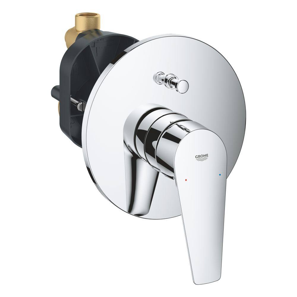 Смеситель для ванны GROHE BauEdge в комплекте с монтажной частью, хром (29079001)