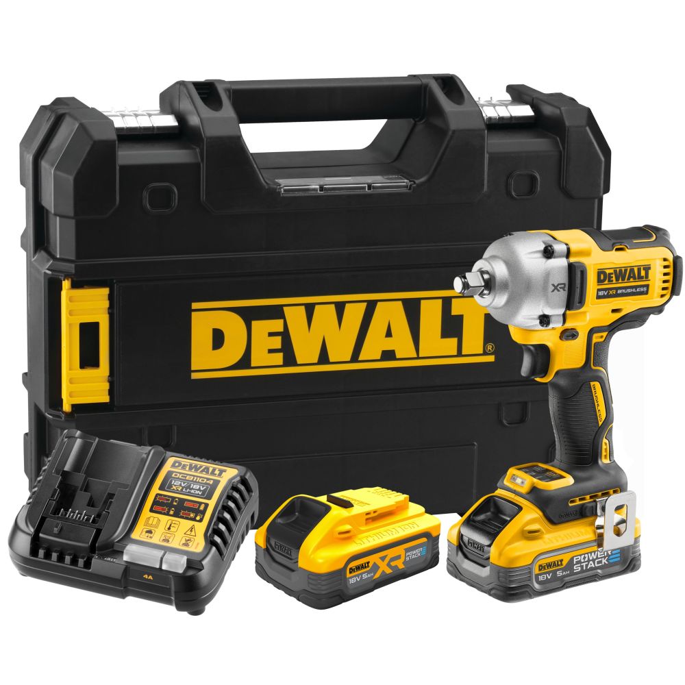 Аккумуляторный гайковерт DEWALT DCF891H2T, 18 В, 1084 Нм, 3250 уд/мин, с 2 АКБ 5 Ач и ЗУ, в кейсе TSTAK (DCF891H2T-QW)