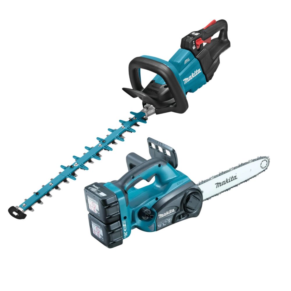 Аккумуляторный набор садовой техники Makita, 18 В: кусторез DUH602 + цепная пила DUC302, с 2 АКБ 3 Ач и ЗУ