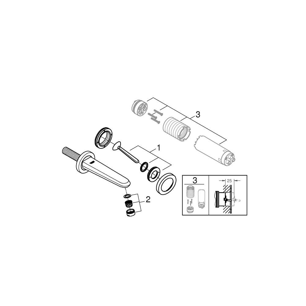Внешняя часть смесителя для раковины GROHE Eurodisc Joy на 2 отверстия, M-Size, хром (19968000)
