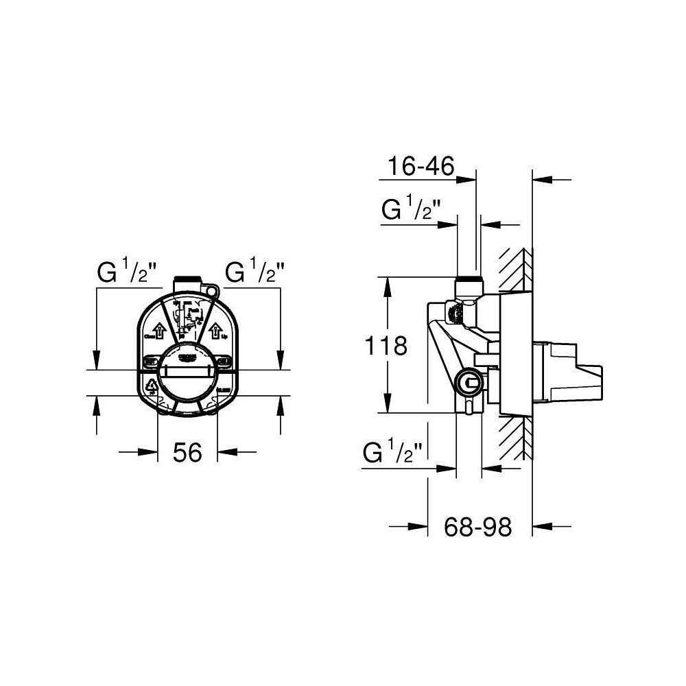 Встраиваемая часть GROHE для ванны и душа (33965000)