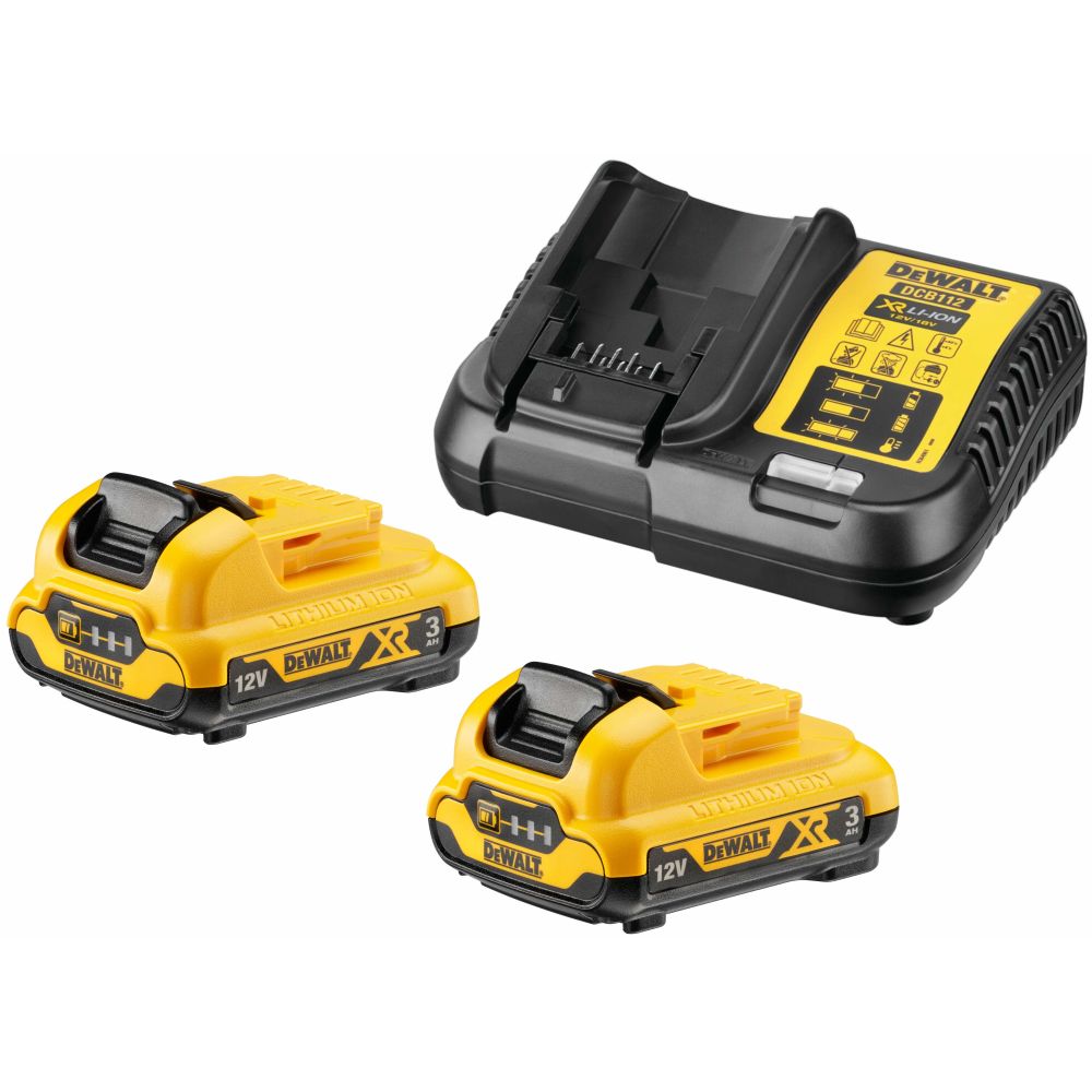 Аккумуляторный набор DEWALT DCK2110L2T, 12 В: дрель-шуруповерт DCD701 + шуруповерт DCF801, с 2 АКБ 3 Ач и ЗУ, в кейсе TSTAK