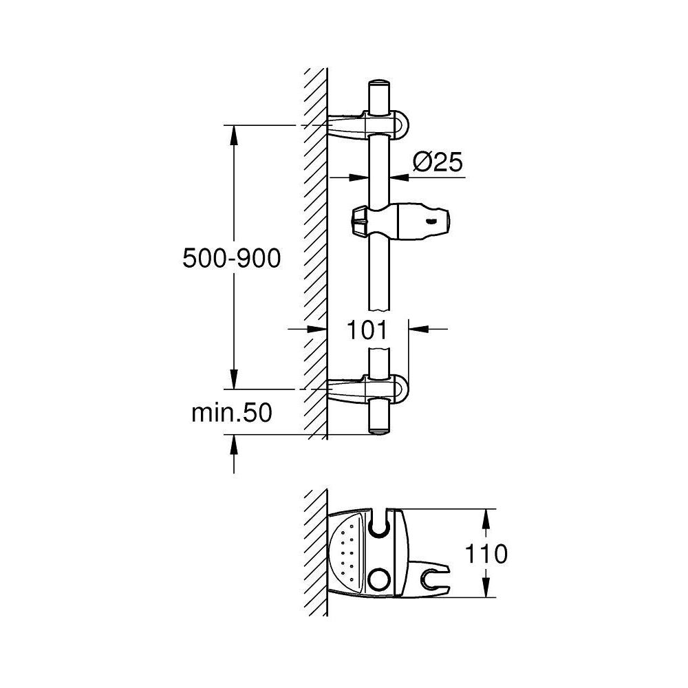 Душевая штанга GROHE Movario 900 мм, хром (28398000)