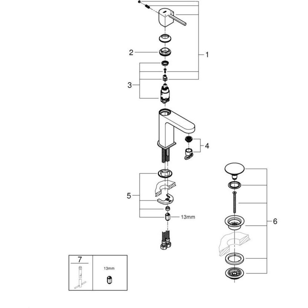 Смеситель для раковины GROHE Plus, S-size, хром (33163003/U) (царапины на корпусе)