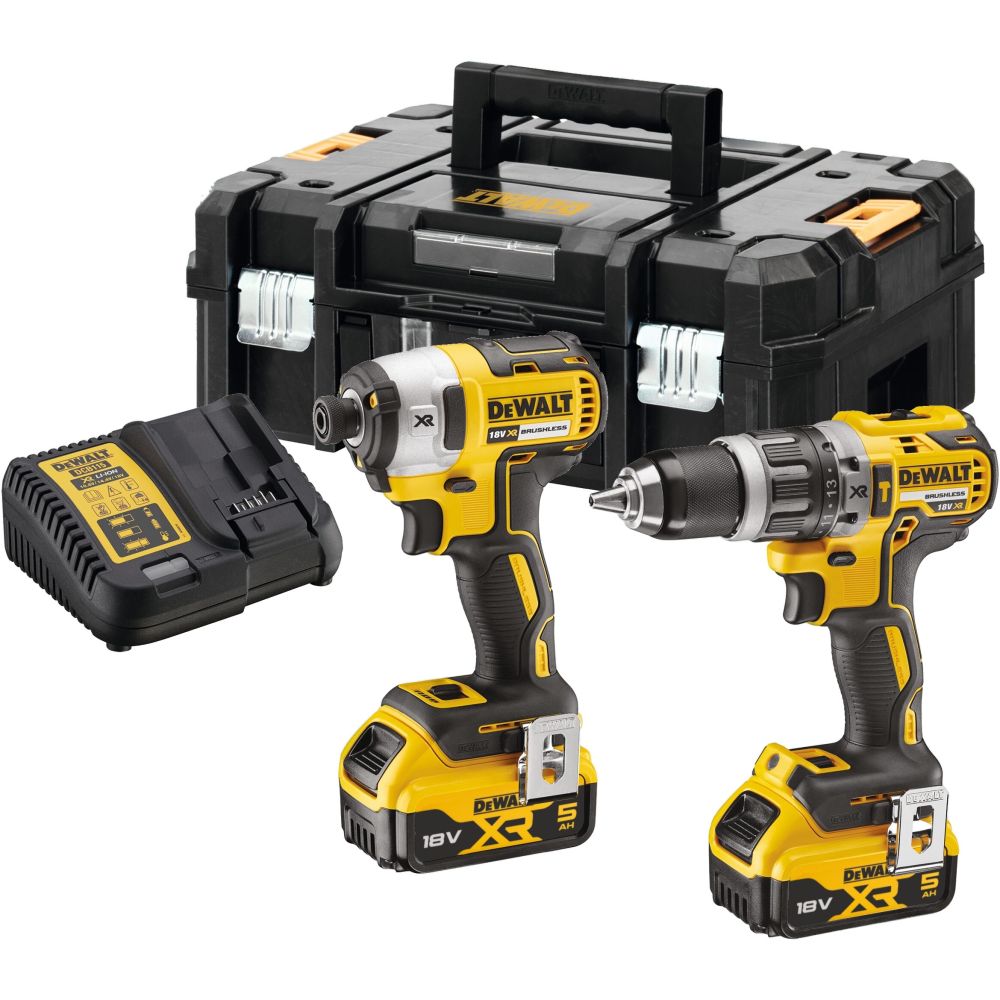 Аккумуляторный набор DEWALT DCK266P2T, 18 В: ударная дрель-шуруповерт DCD796 + шуруповерт DCF887, 2 АКБ 5 Ач и ЗУ, в кейсе TSTAK