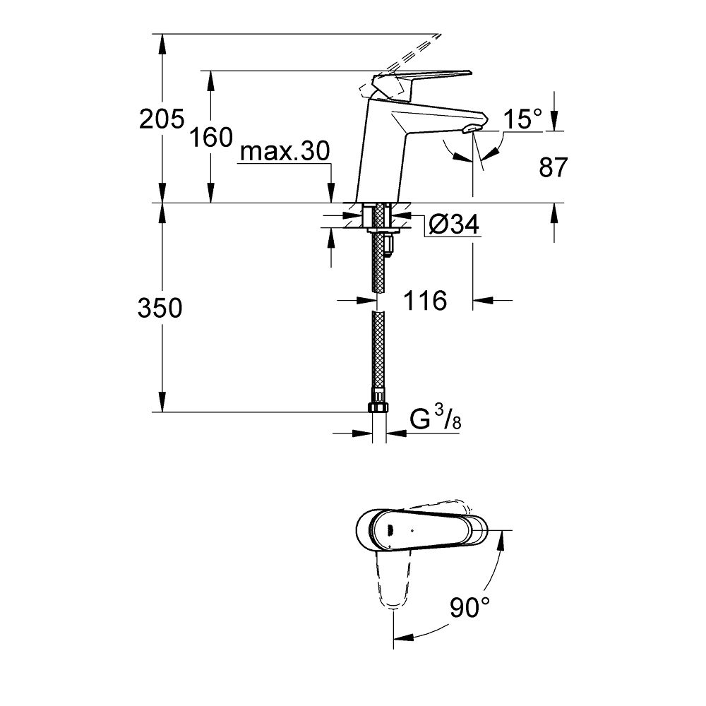 Смеситель для раковины GROHE Eurodisc Cosmopolitan, S-size, хром (2338220E)