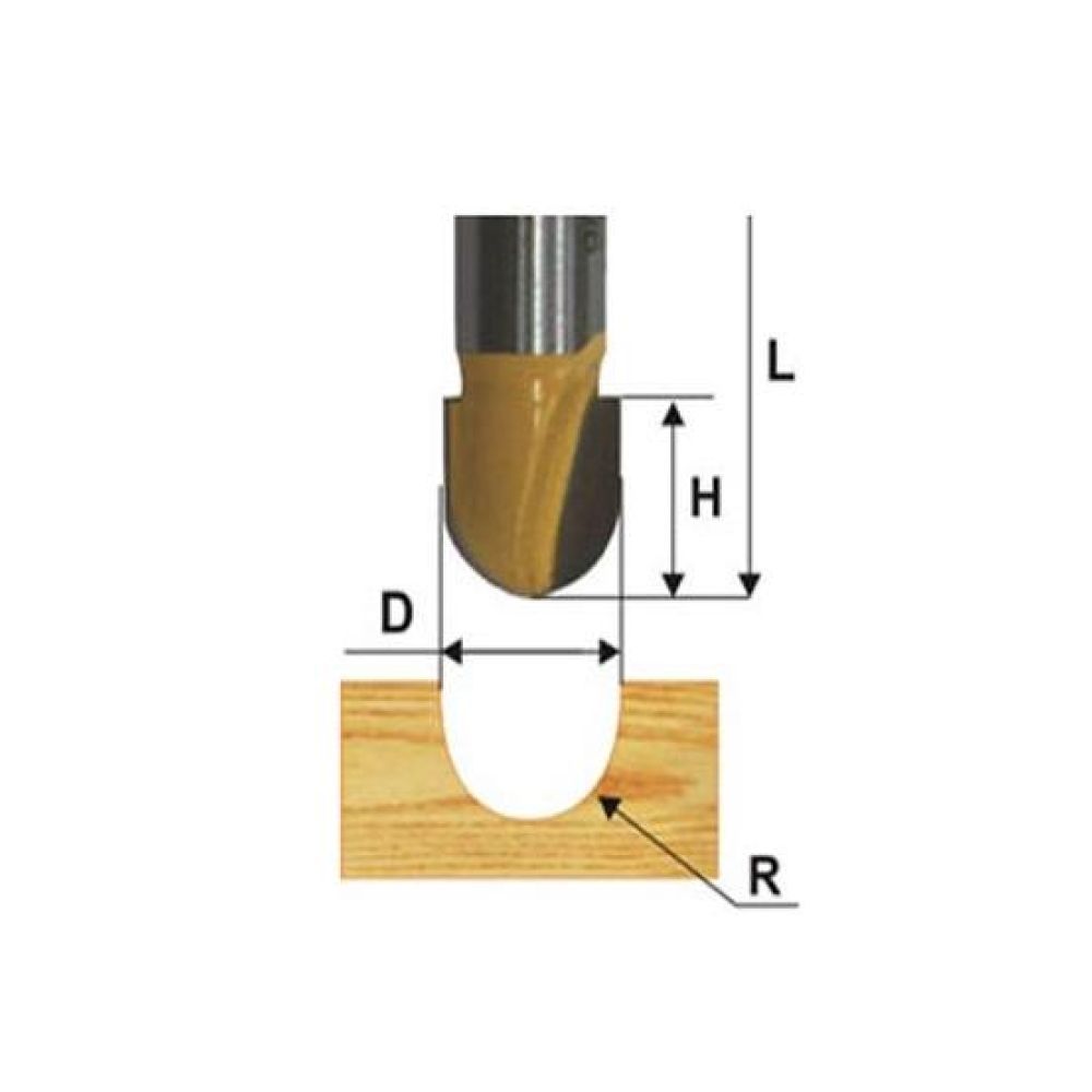 Фреза пазовая галтельная Makita 12, 7R 25, 4х19х12х38х2Т, D-10855