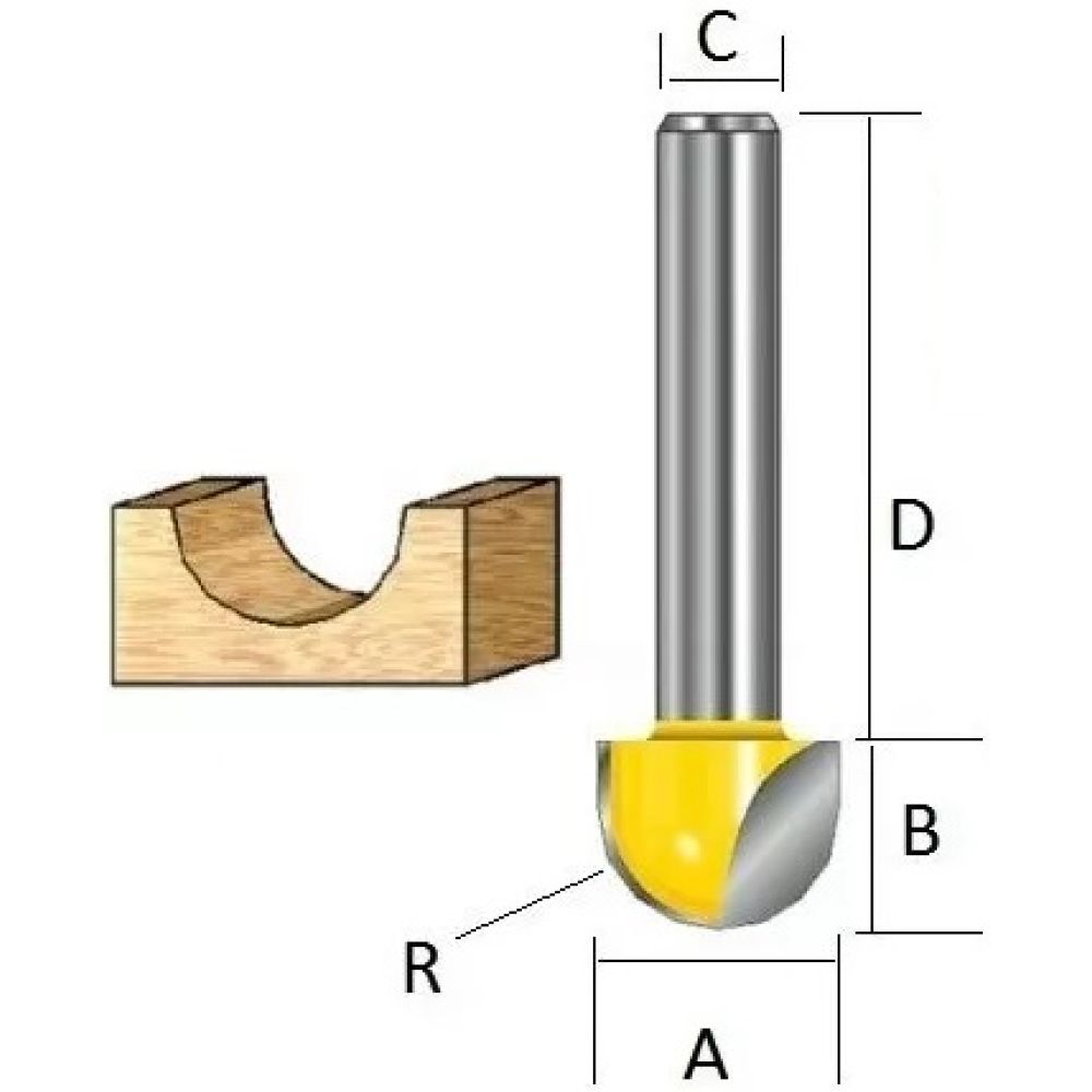 Фреза пазовая галтельная Makita "Эконом" 7, 9R 15, 8х12, 7х8х45х2Т, D-68301
