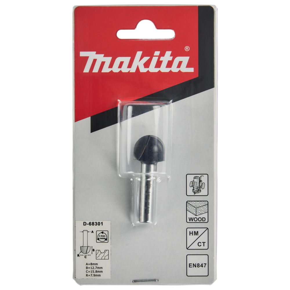 Фреза пазовая галтельная Makita "Эконом" 7, 9R 15, 8х12, 7х8х45х2Т, D-68301