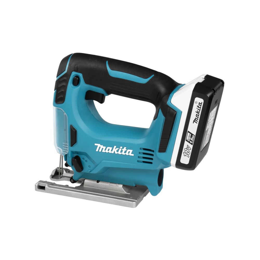 Набор электроинструмента Makita 18 В: дрель-шуруповерт + лобзик + набор пилок, с 2 АКБ 1.5 Ач и ЗУ, в сумке