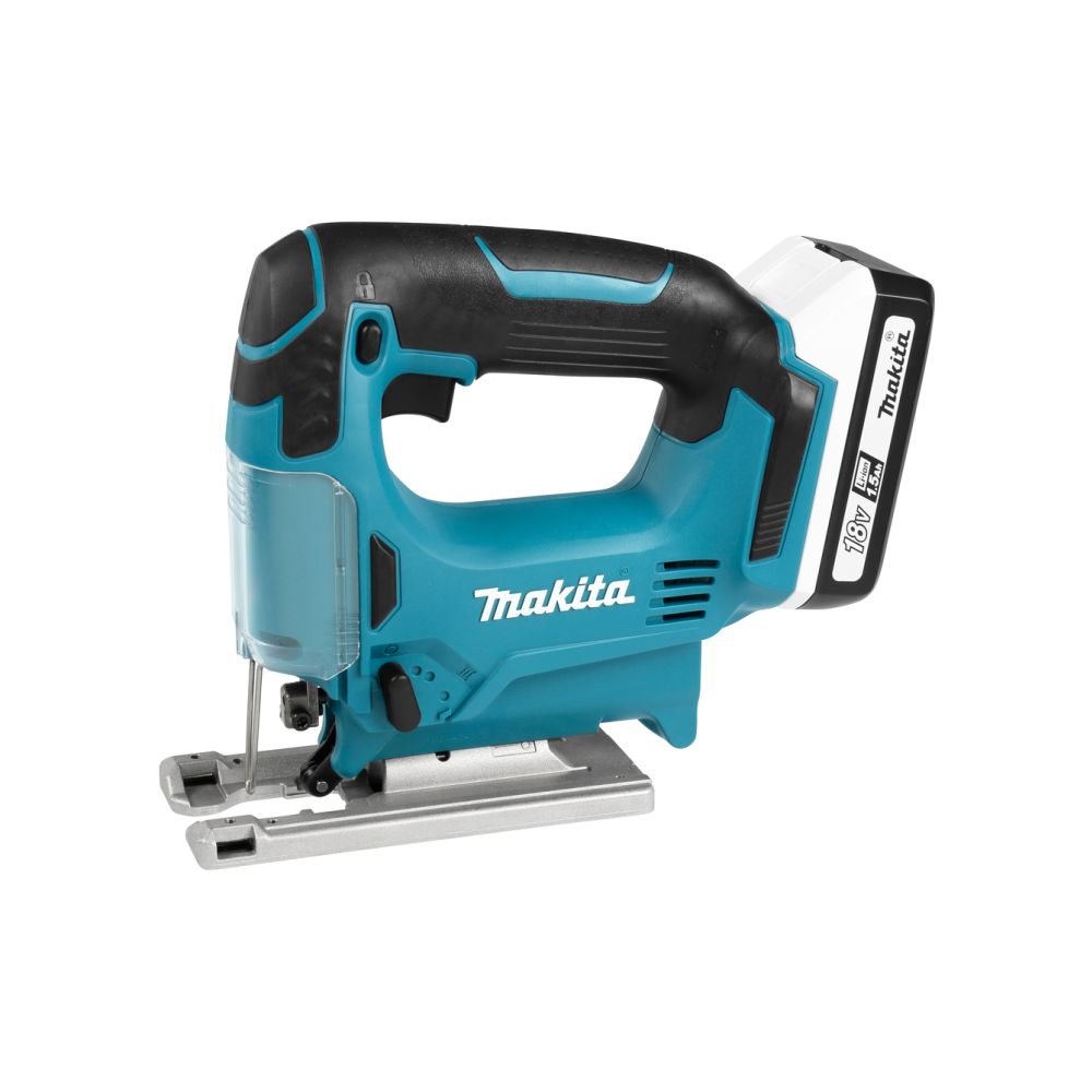 Набор электроинструмента Makita 18 В: дрель-шуруповерт + лобзик + набор пилок, с 2 АКБ 1.5 Ач и ЗУ, в сумке