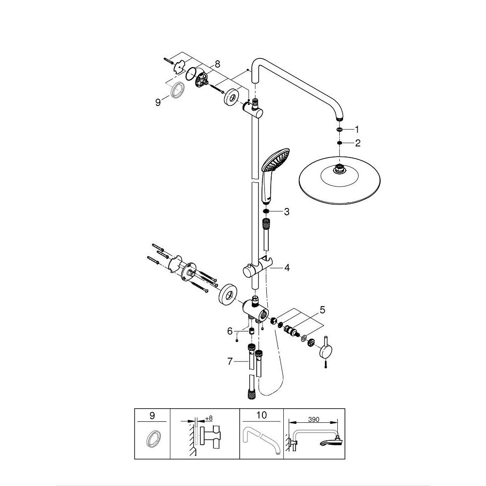 Душевая система GROHE Euphoria System 260 с переключателем потоков, хром (27421002)