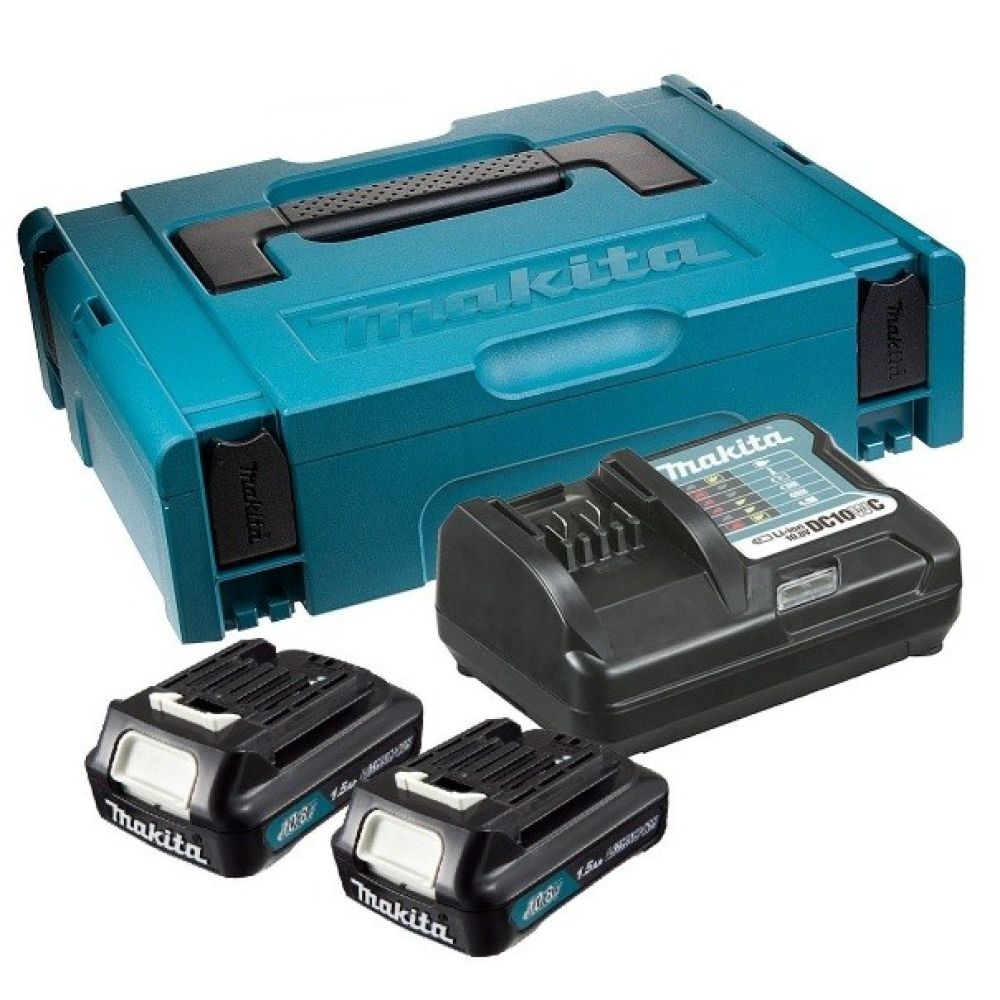 Набор Makita PSK MKP1WY122: 2 аккумулятора BL1016, Li-Ion, 10.8 В, 5 Ач, зарядное устройство DC10WDA, кейс MakPac, (197643-8)