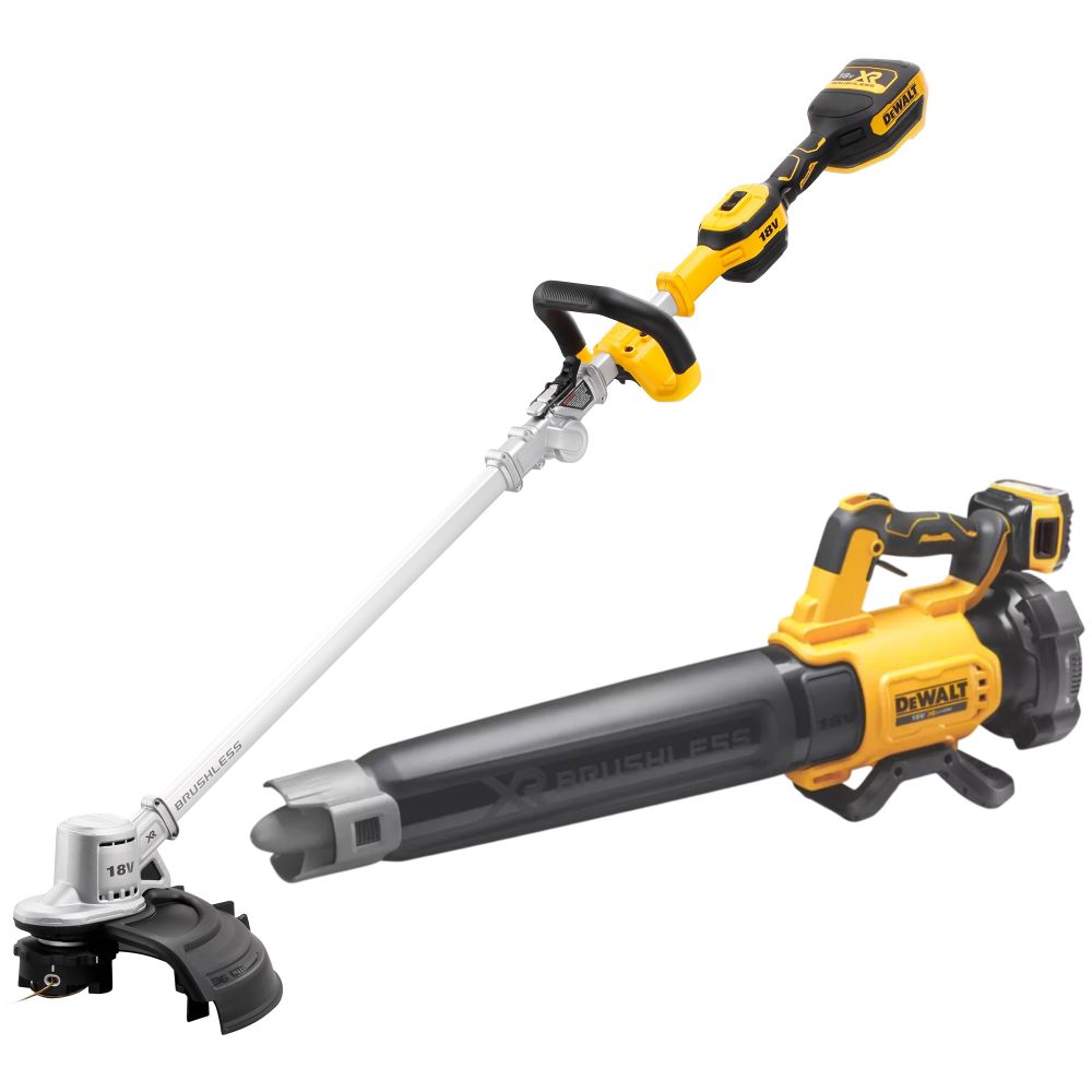 Аккумуляторный набор садовой техники DEWALT, 18 В: воздуходувка DCMBL562 + триммер DCMST561, с АКБ 5 Ач и ЗУ