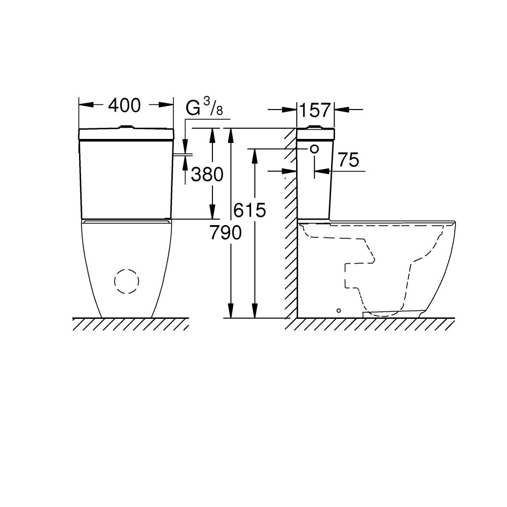 Смывной бачок для унитаза GROHE Essence Ceramic, наполнение сбоку, альпин-белый (39578000)