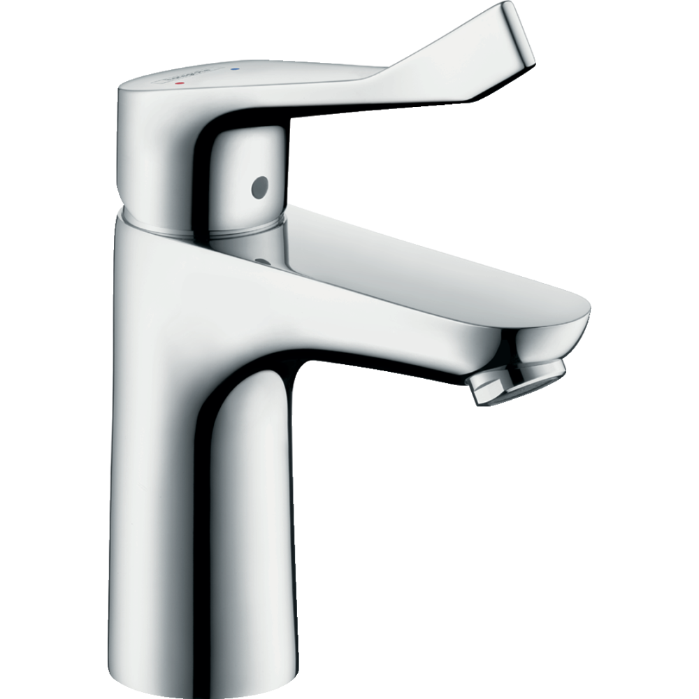 Смеситель для раковины hansgrohe Focus 100 без сливного гарнитура, с удлиненной рукояткой 31915000, хром