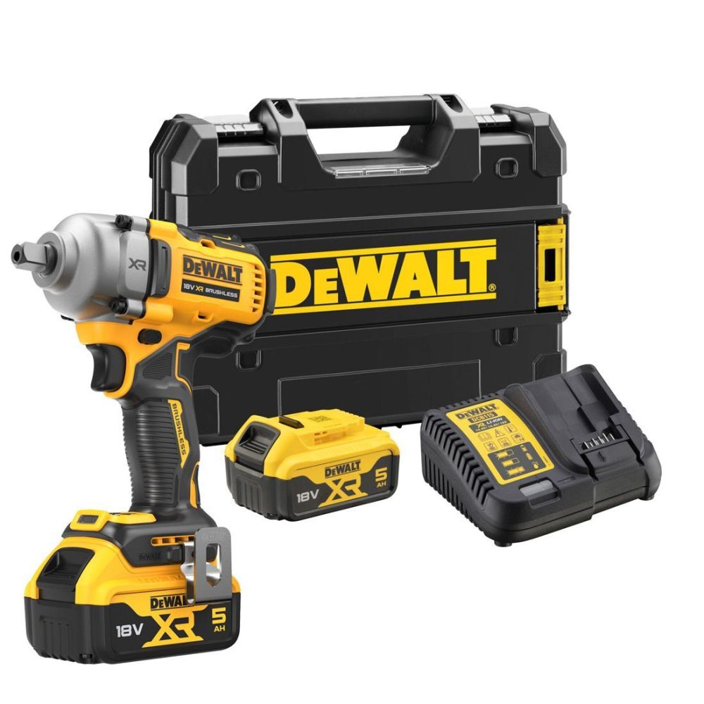 Аккумуляторный гайковерт DEWALT DCF892P2T, 18 В, 1084 Нм, 3250 уд/мин, с 2 АКБ 5 Ач и ЗУ, в кейсе TSTAK (DCF892P2T-QW)