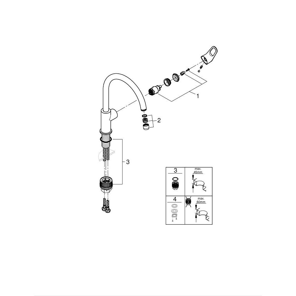 Смеситель для кухни GROHE BauFlow, хром (31230001)