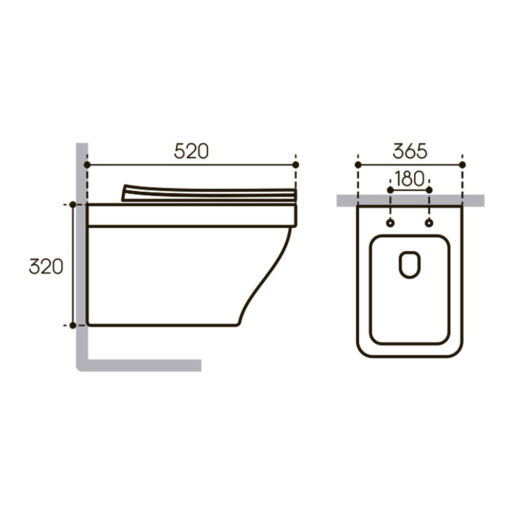 Унитаз подвесной Aqueduto ESTETA 520*370 безободковый, сиденье с микролифтом, черный матовый (EST0140)