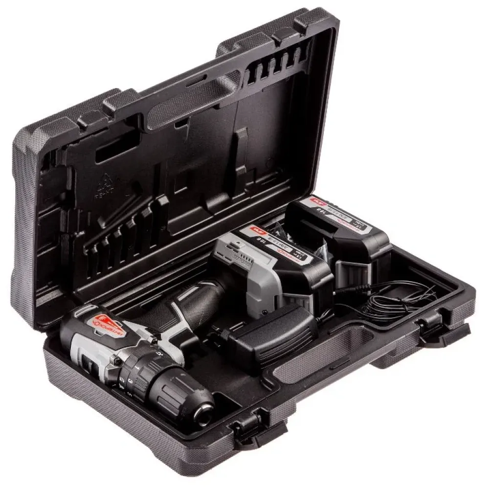 Дрель-шуруповерт ИНТЕРСКОЛ ДАУ-13/18ВК 45, 18 В, 1700 об/мин, 25500 уд/мин, с 2 АКБ 1.5 Ач и ЗУ, в кейсе (573.1.2.70)