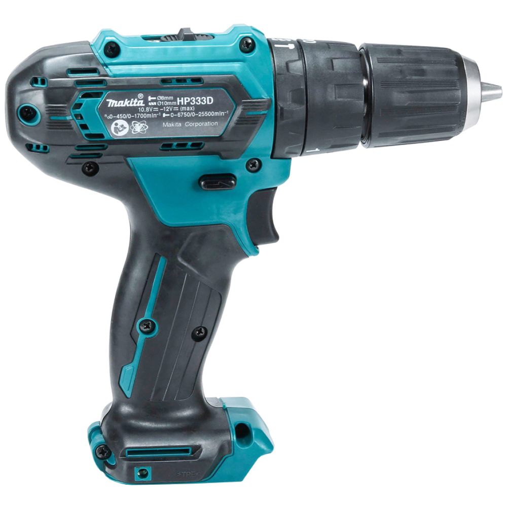 Аккумуляторная ударная дрель-шуруповерт Makita HP333DZJ, 12 В, 1700 об/мин, 25500 уд/мин, без АКБ и ЗУ, в кейсе MakPac
