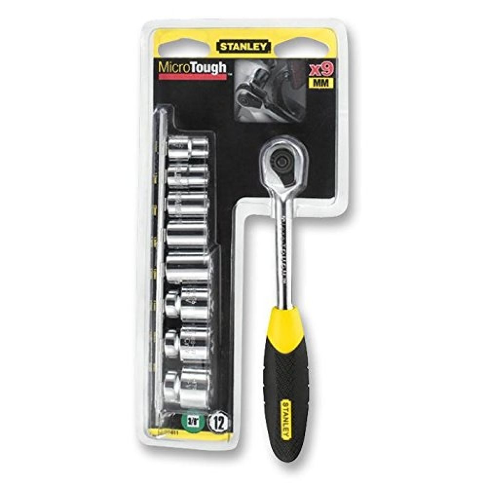 Набор головок торцевых STANLEY 0-94-611, 3/8" с регулируемой по длине рукояткой "MicroTough™" с храповым механизмом (9 предметов)