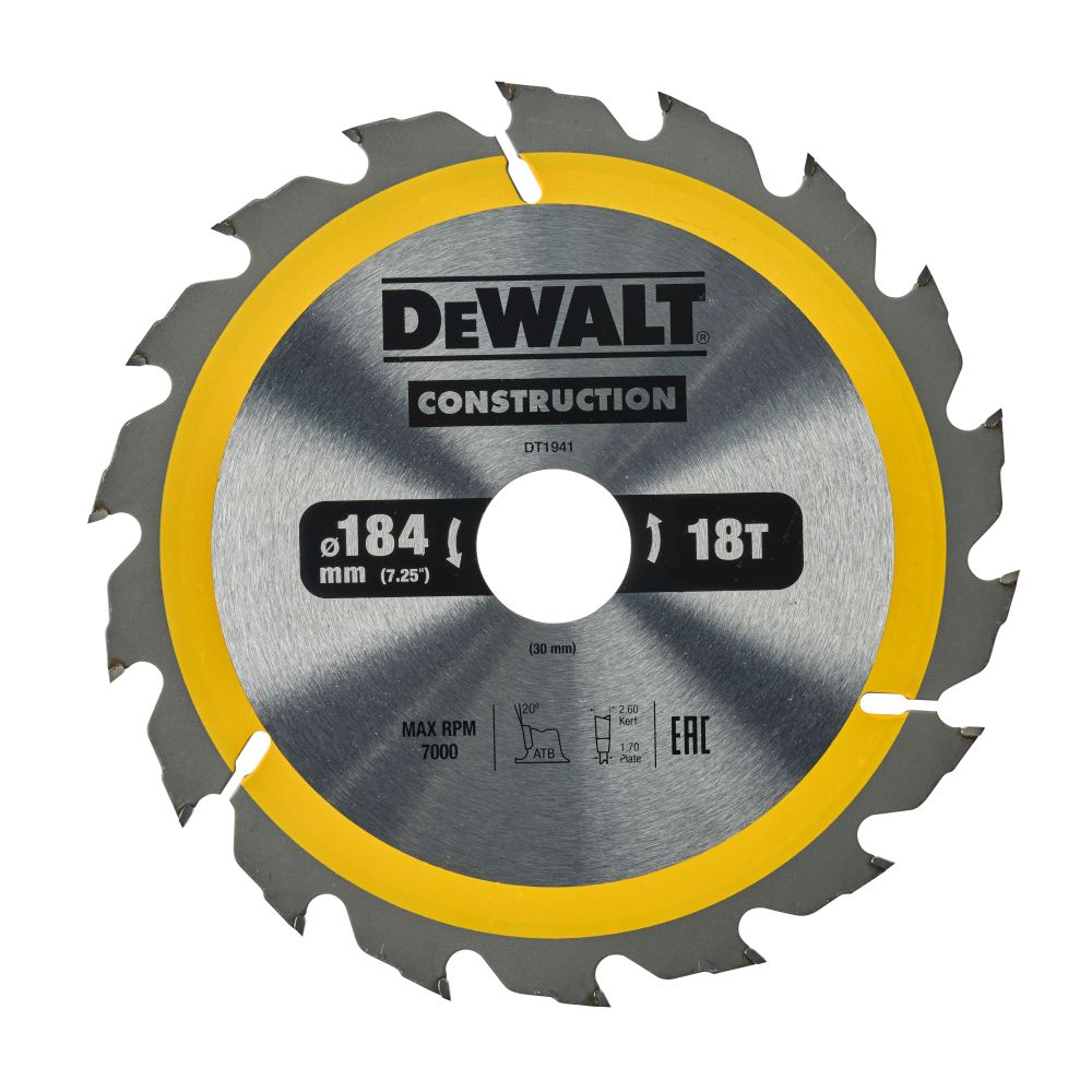 Диск пильный по дереву DEWALT CONSTRUCTION, 184х30х1.7 мм (DT1941-QZ)