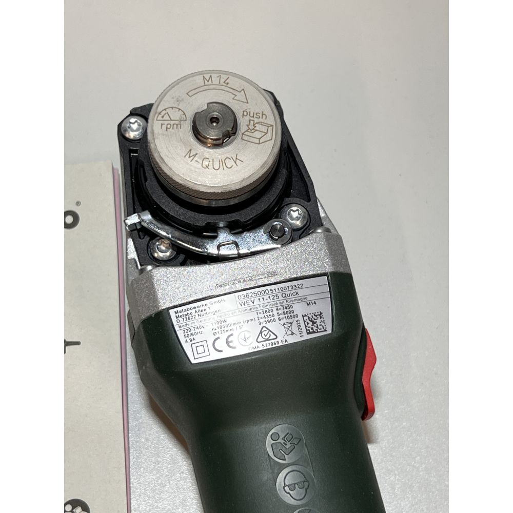 Угловая шлифмашина Metabo WEV 11-125 Quick, 1100 Вт, 125 мм, 10500 об/мин, (УЦЕНЕННЫЙ ТОВАР) (603625000/U2A)