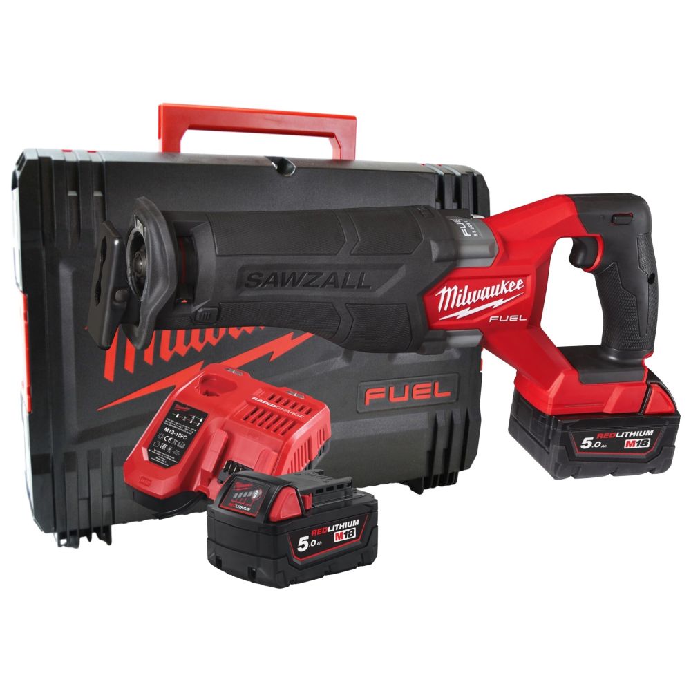 Аккумуляторная сабельная пила Milwaukee M18 FSZ-502X, 18 В, 3000 ход/мин, с 2 АКБ 5 Ач и ЗУ, в кейсе, 4933478291