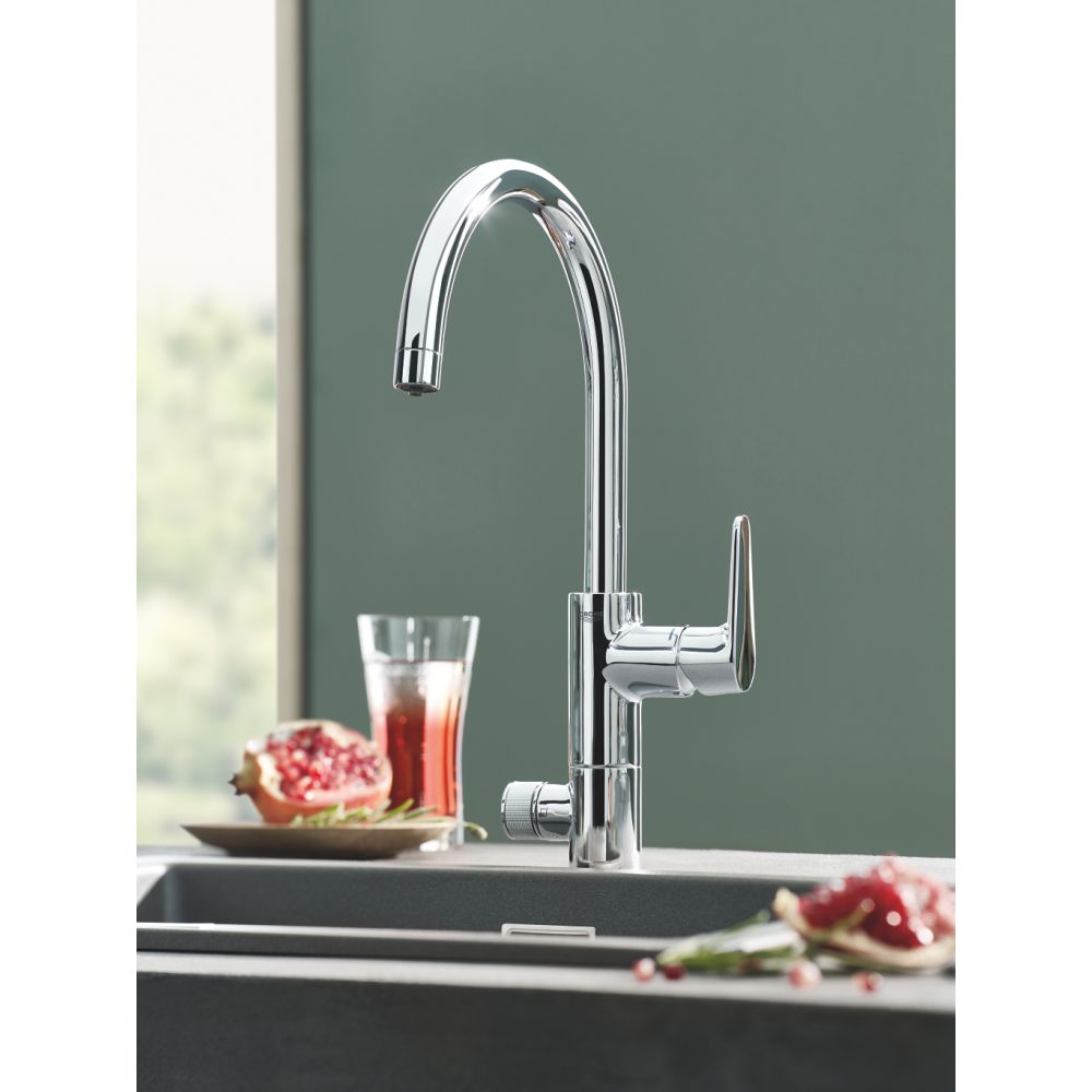 Смеситель для кухонной мойки GROHE Blue Pure Eurosmart с функцией фильтрации, с фильтром в комплекте, хром (30386000)