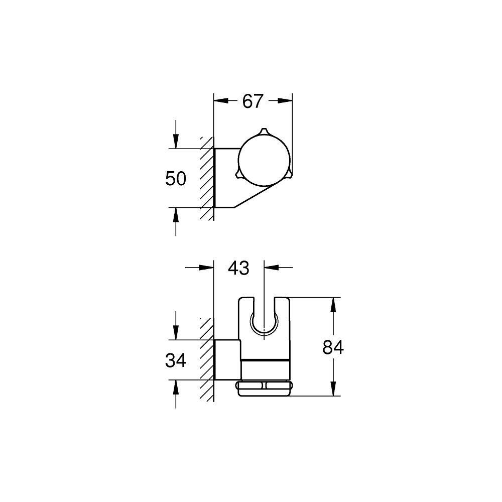 Держатель настенный для ручного душа GROHE Tempesta Wall, хром (27595001)