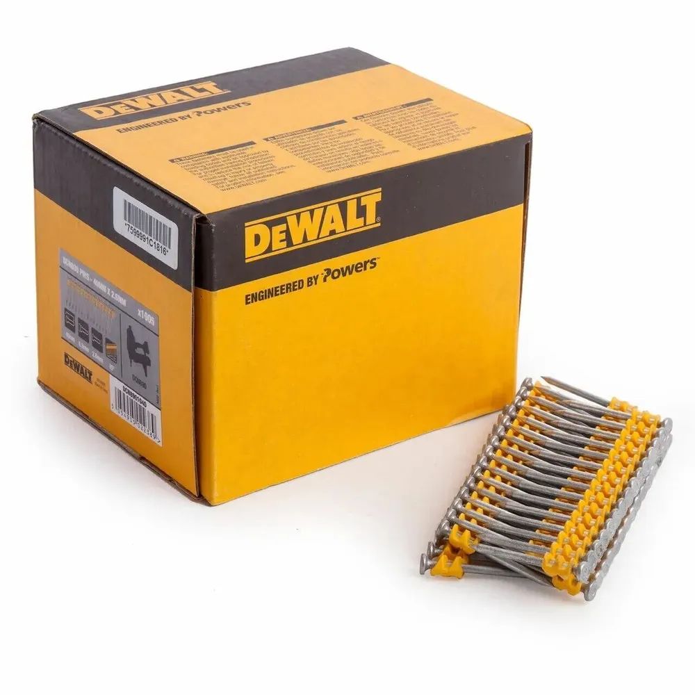 Гвозди DEWALT DCN8901040, для DCN890 по бетону, (Желтые) 2.6 x 40, оцинкованные, 1005 шт./пачка