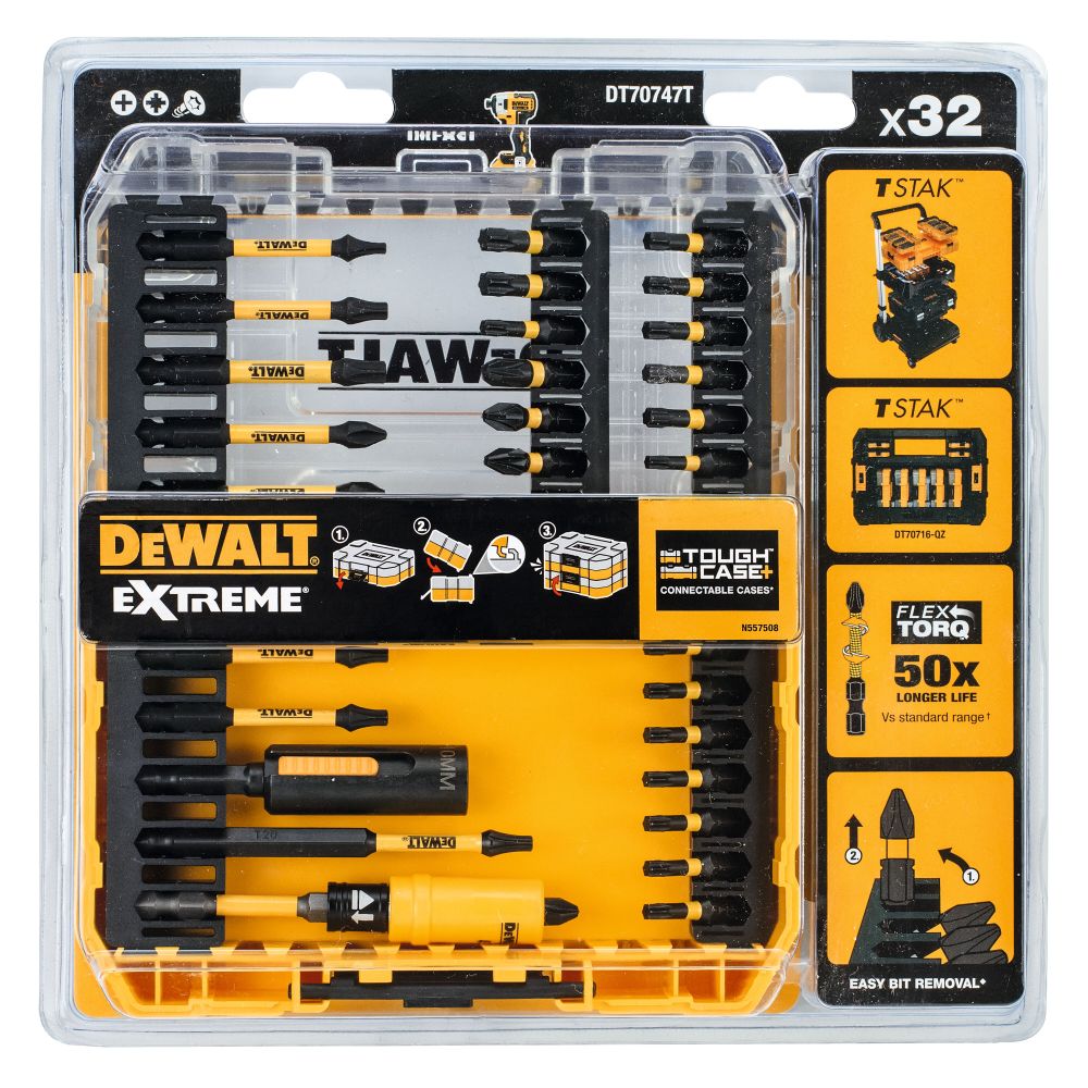Набор бит и насадок в кейсе DEWALT DT70747T, FLEXTORQ 32 предмета
