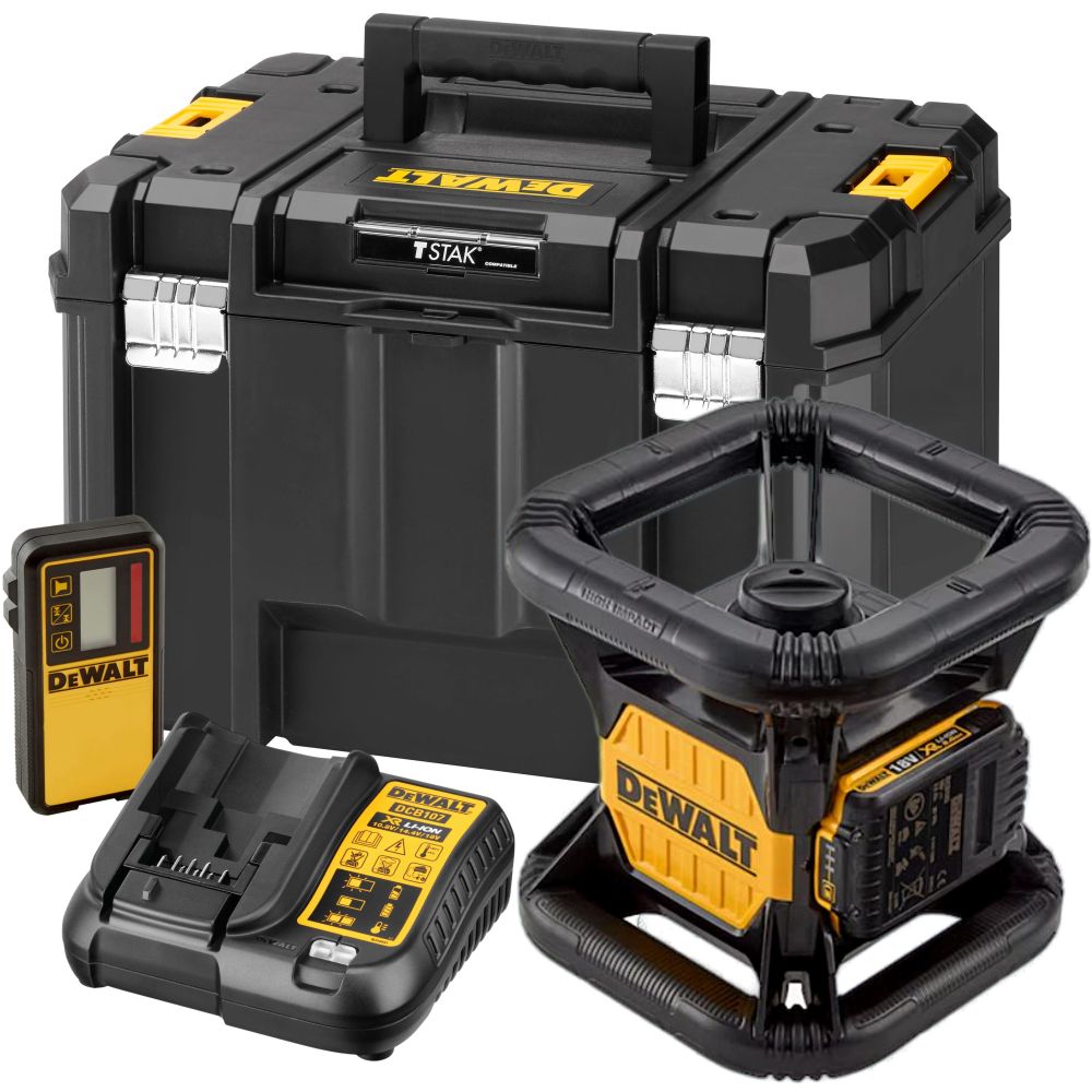 Аккумуляторный лазерный нивелир DEWALT DCE074D1R, 18 В, красный луч, 45 м, с АКБ 2 Ач и ЗУ, в кейсе TSTAK (DCE074D1R-QW)