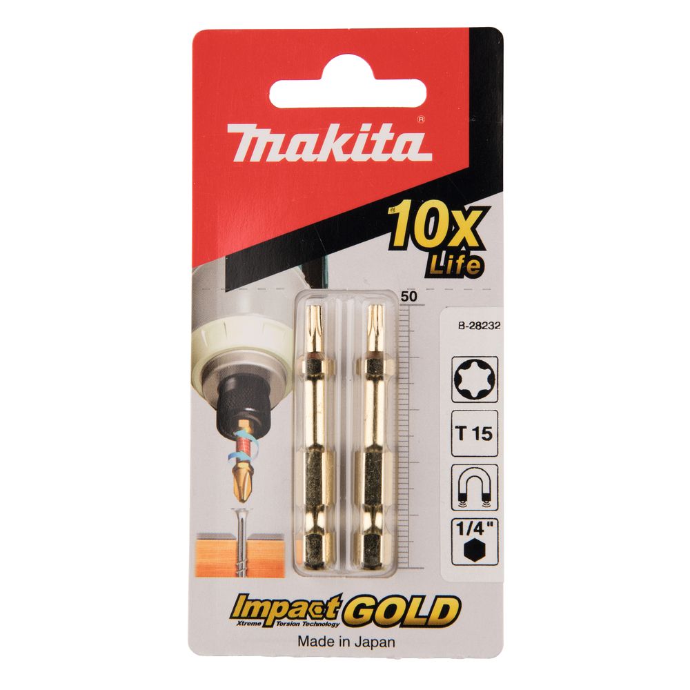 Насадка Makita Impact Gold T15, 50 мм, E-form (MZ), 2 шт., B-28232