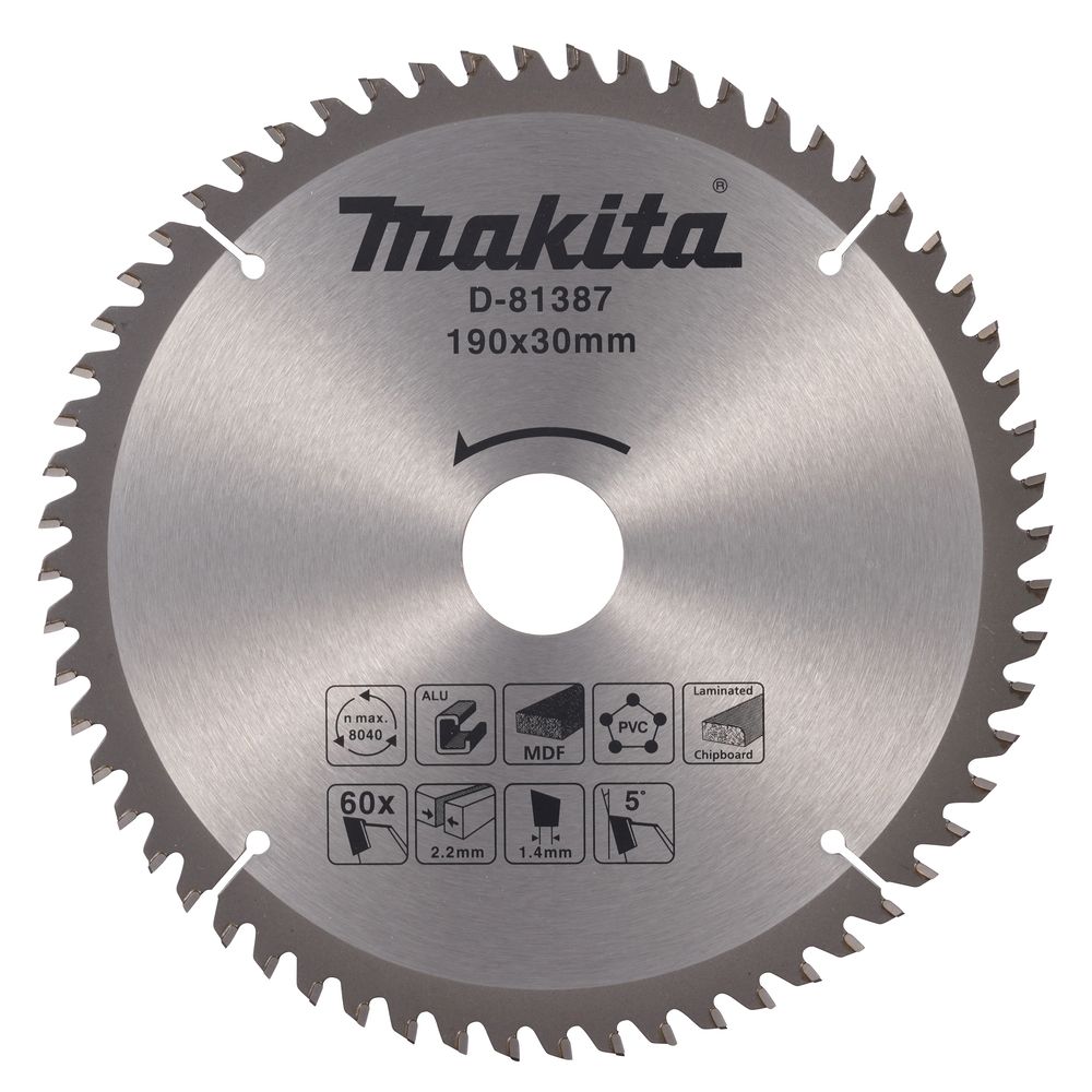 Диск пильный Makita D-81387, по мультиматериалу, 190х30х2.2 мм, 1 шт.