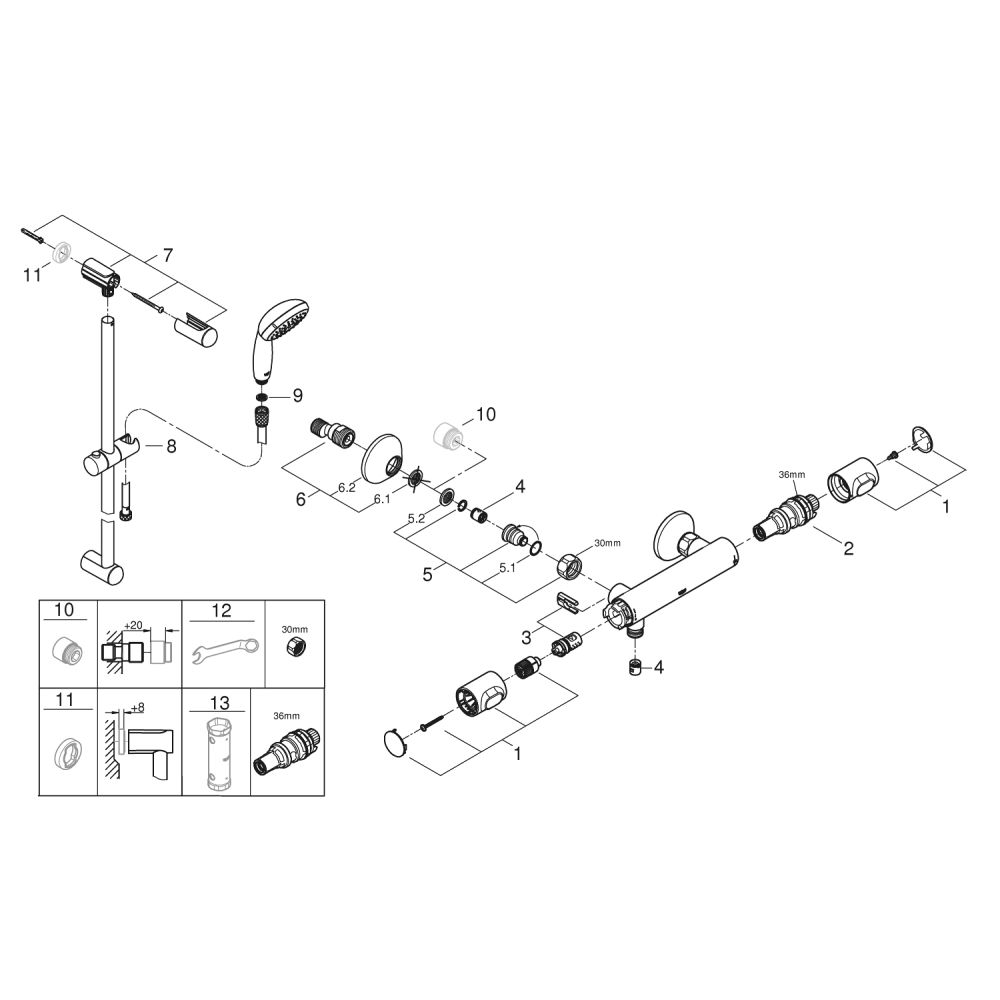 Термостат для душа GROHE Grohtherm 500 с душевым гарнитуром, хром (34796000)