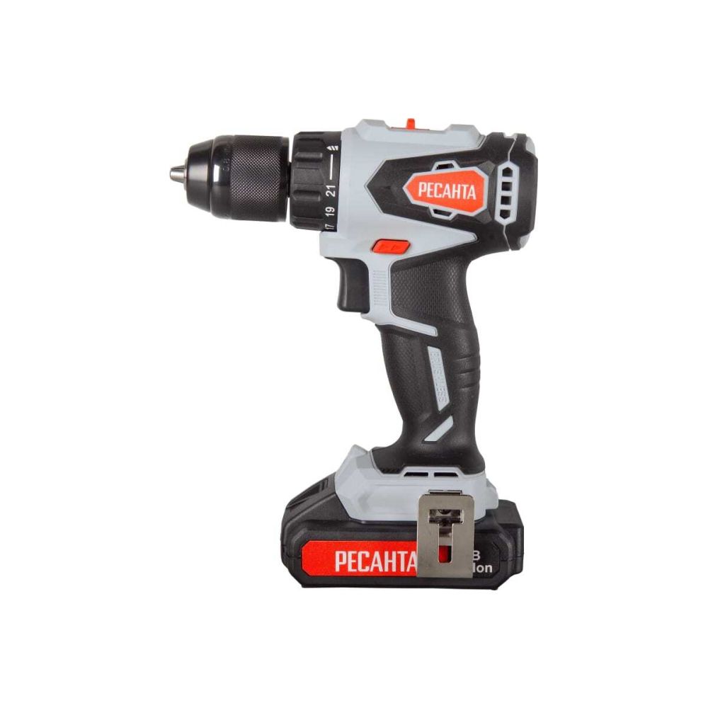 Бесщеточная аккумуляторная дрель-шуруповерт Ресанта ДА-20-2ЛК-Б, 20 В, 1400 об/мин, 55 Нм, с 2 АКБ 2 Ач и ЗУ, в кейсе, 75/14/10