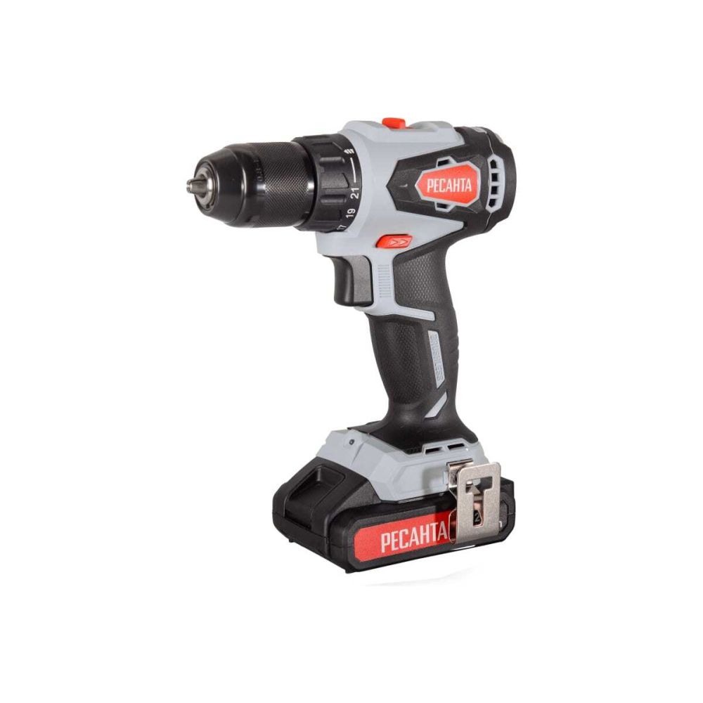 Бесщеточная аккумуляторная дрель-шуруповерт Ресанта ДА-20-2ЛК-Б, 20 В, 1400 об/мин, 55 Нм, с 2 АКБ 2 Ач и ЗУ, в кейсе, 75/14/10