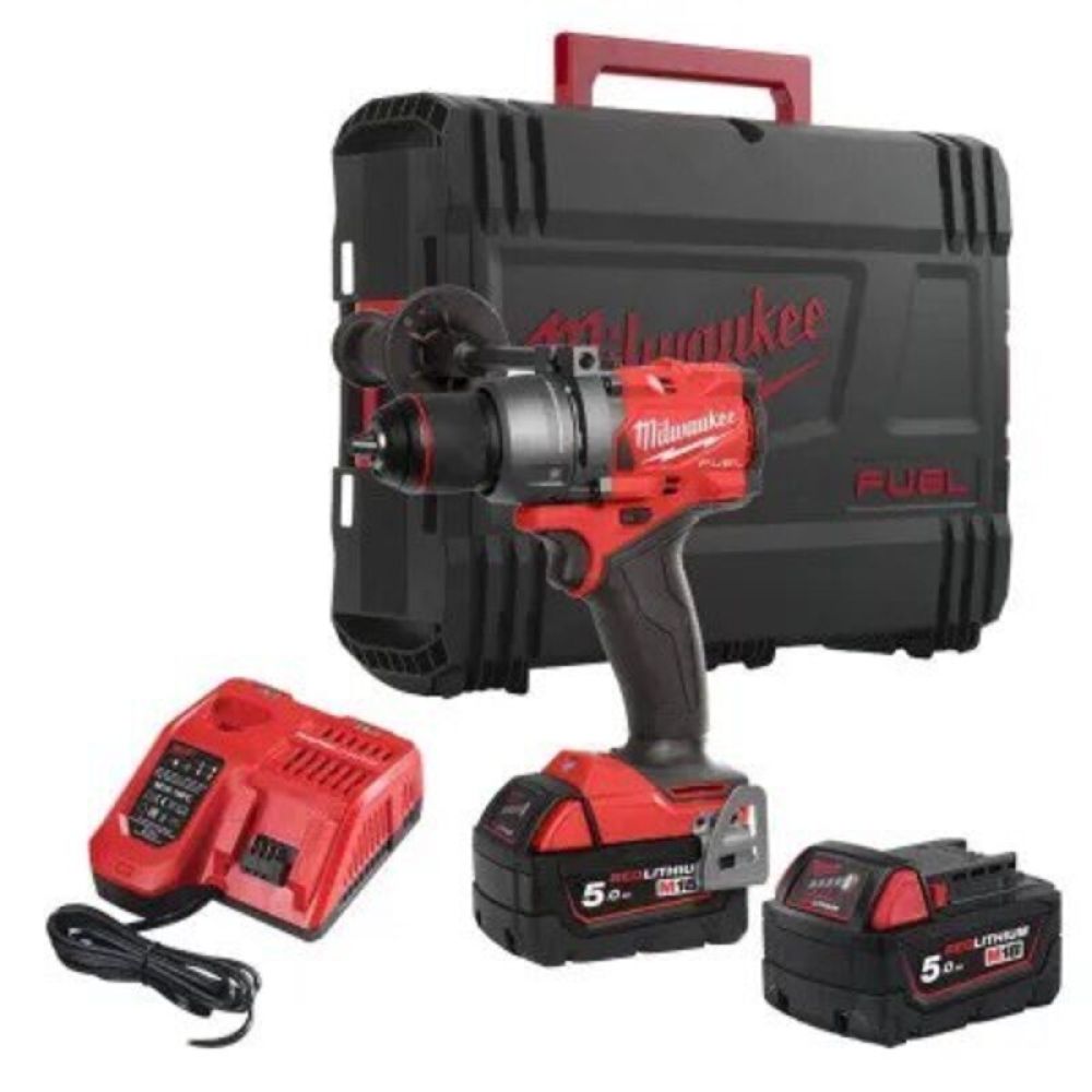 Аккумуляторная ударная дрель-шуруповерт Milwaukee M18 FUEL FPD3-502X, 18.0 В, 158 Hм, c 2 АКБ 5 Ач и ЗУ, в кейсе, 4933479860