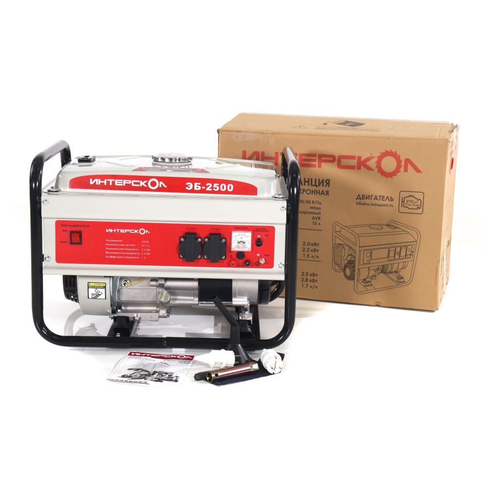 Генератор бензиновый ИНТЕРСКОЛ ЭБ-2500 синхронный, 2 кВт, (793.0.0.40)