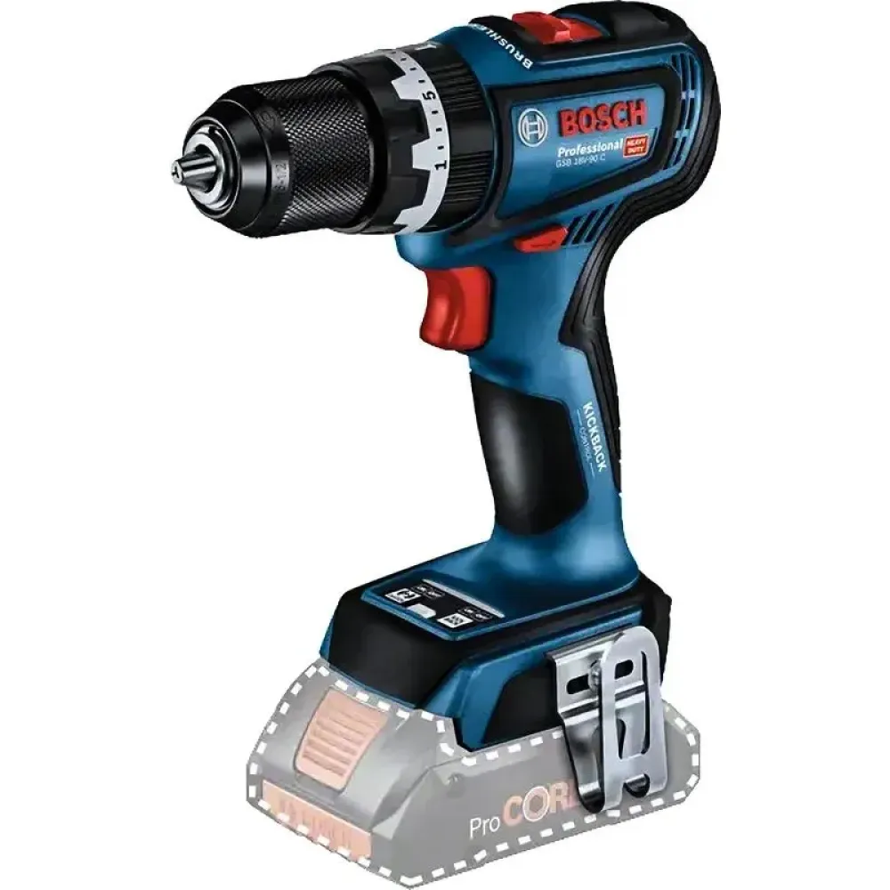 Аккумуляторная ударная дрель-шуруповерт Bosch GSB 18V-90 C, 18 В, 2100 об/мин, 29500 уд/мин, без АКБ и ЗУ (0.601.9K6.100)