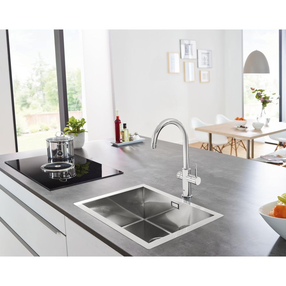 Смеситель для кухонной мойки GROHE Blue Home с системой фильтрации, охлаждения и газирования воды, хром (31455001)