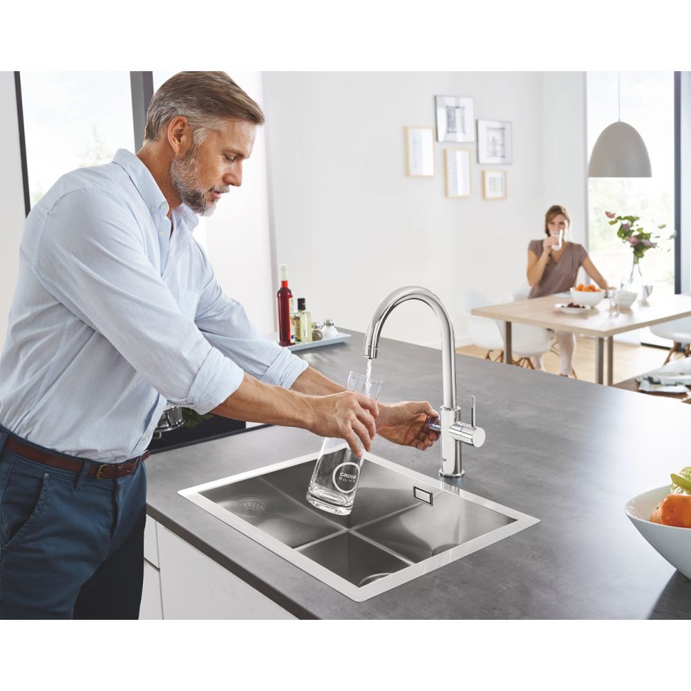 Смеситель для кухонной мойки GROHE Blue Home с системой фильтрации, охлаждения и газирования воды, хром (31455001)