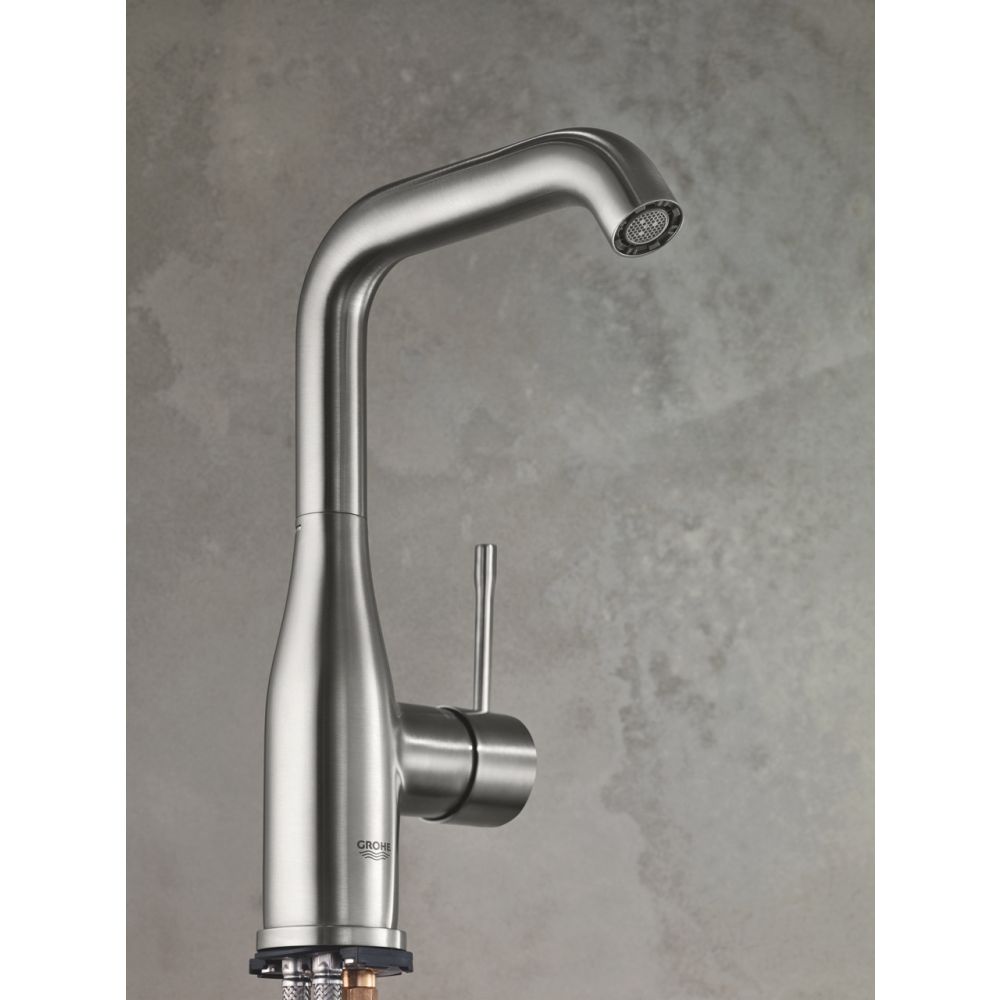 Смеситель для раковины GROHE Essence с донным клапаном, L-Size, суперсталь (32628DC1)